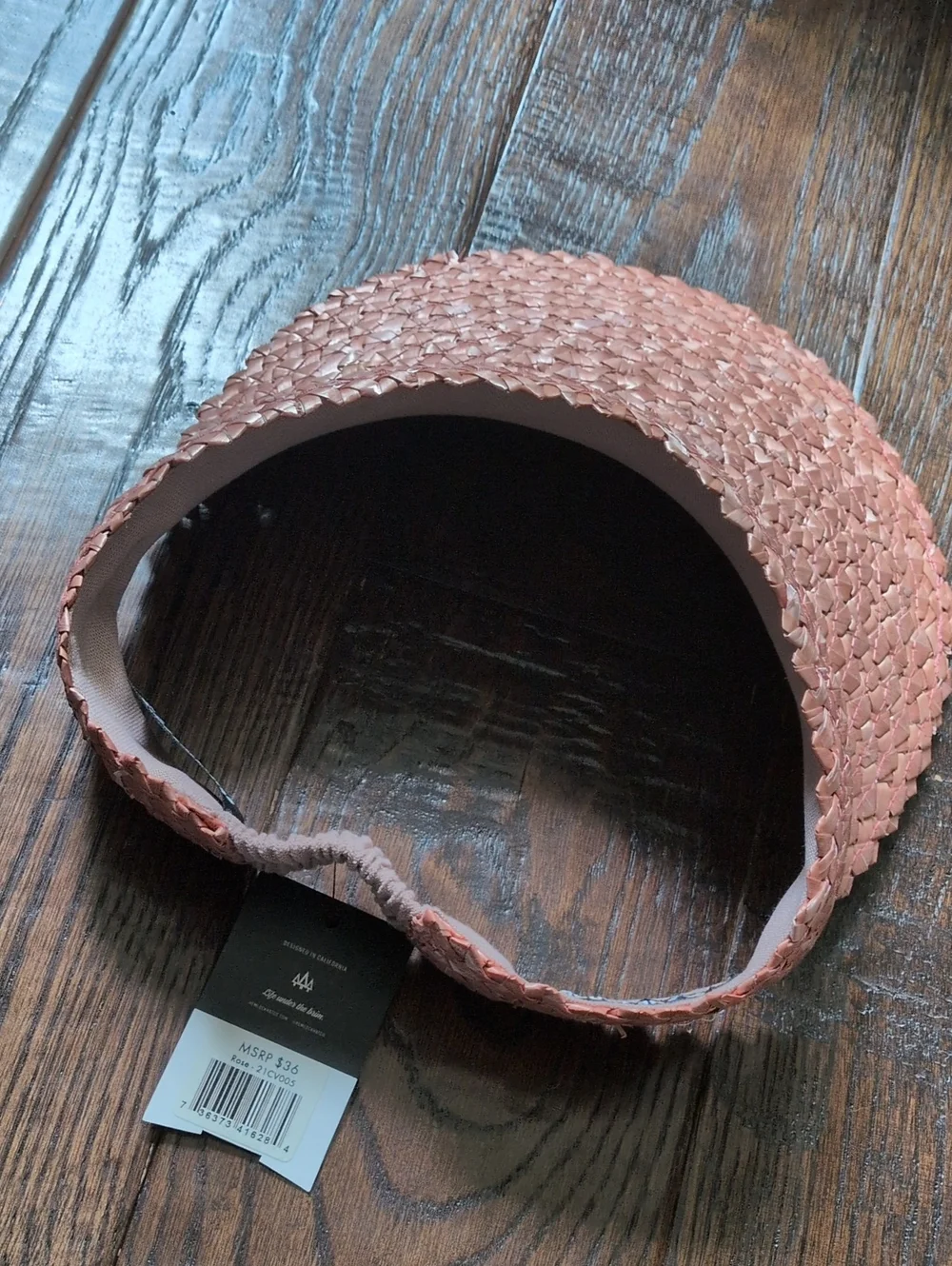 HEMLOCK I NWT Premium  Woven Wheat Straw Capri Visor in Rose Pink, one size